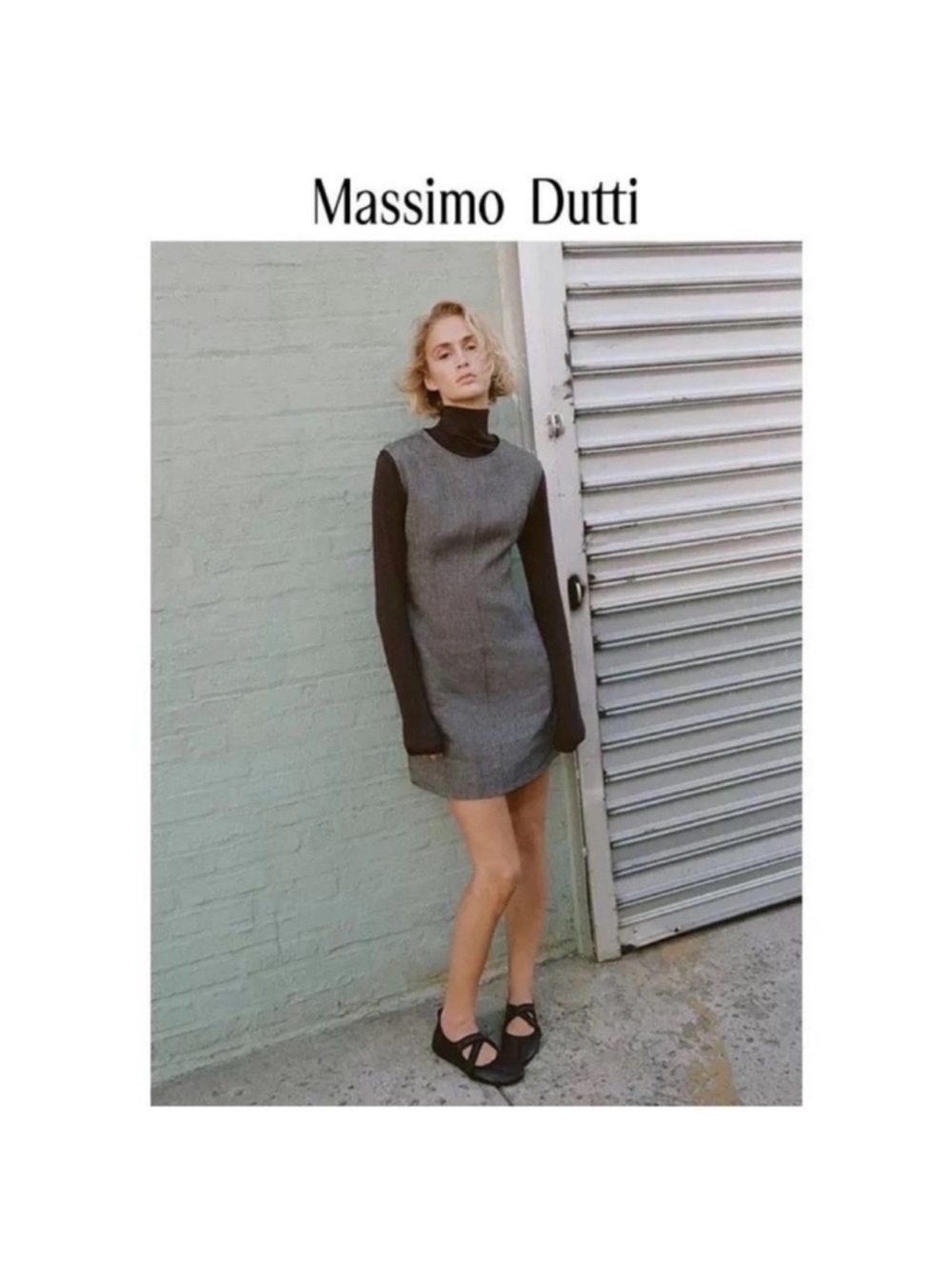 Massimo Dutti Wool Blend Short/Mini Dress Sz S Gray Sleeveless Crewneck